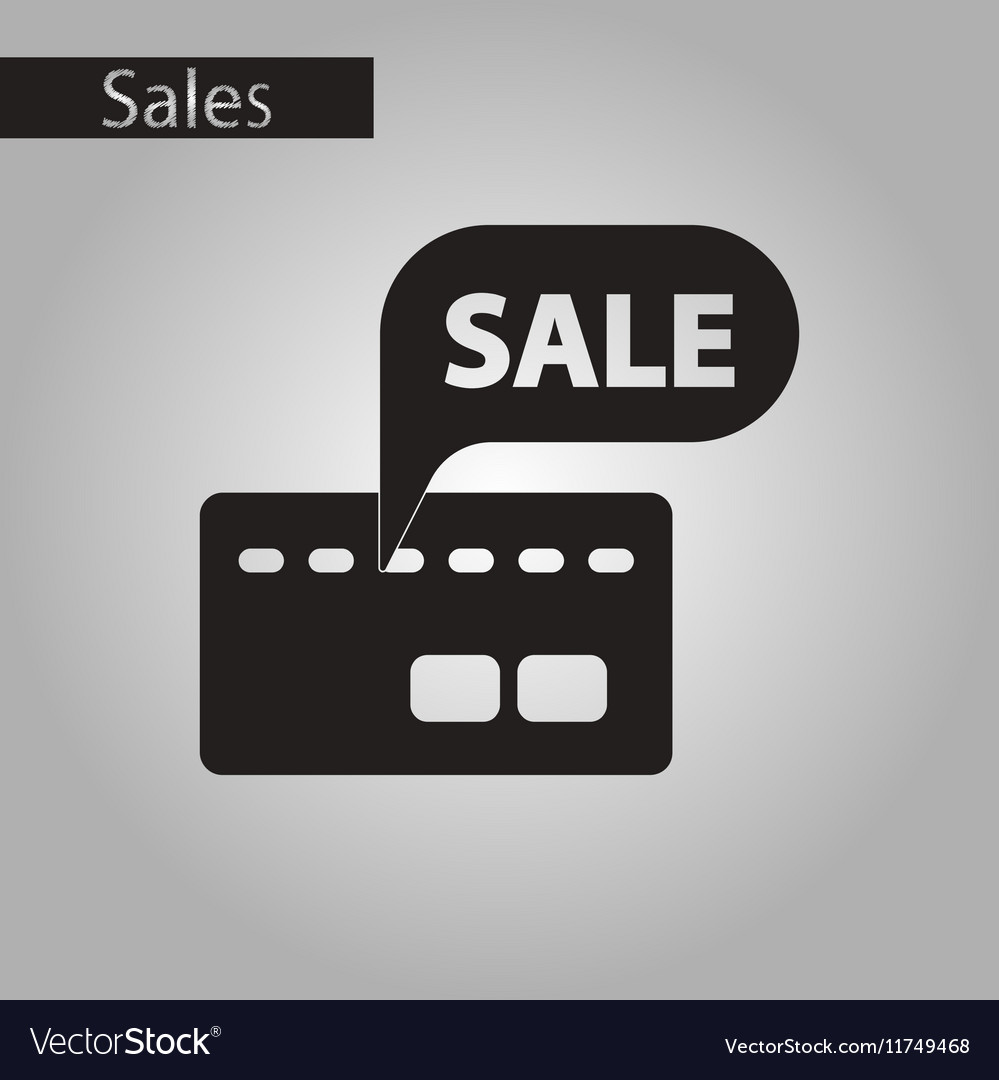 Black and white style icon bank card sale