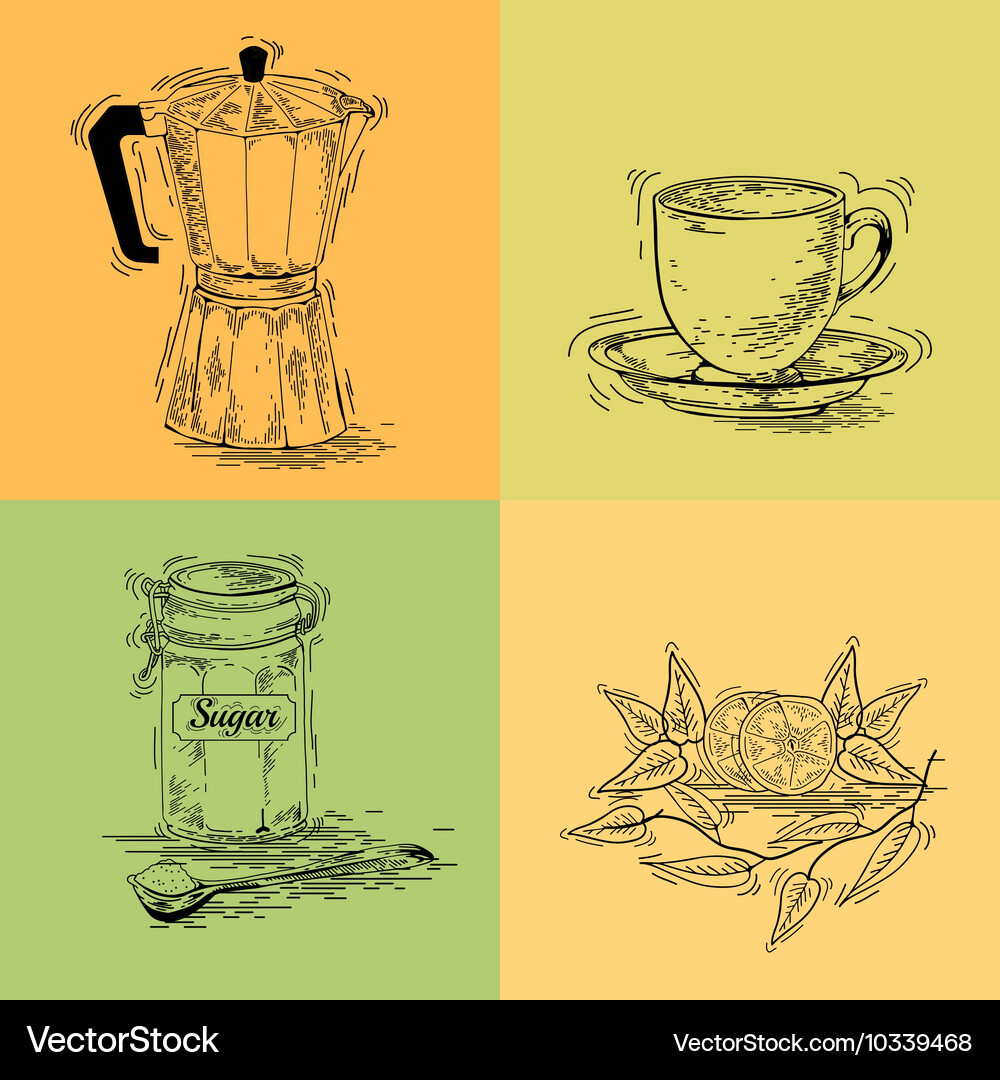 Coffee elements set Royalty Free Vector Image - VectorStock