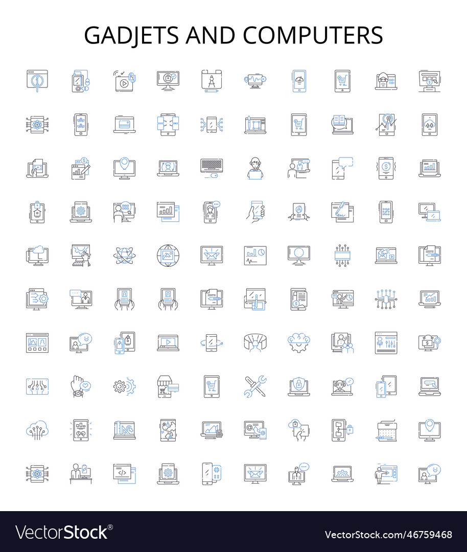 Gadjets and computers outline icons collection Vector Image Gadjets and computers outline icons collection