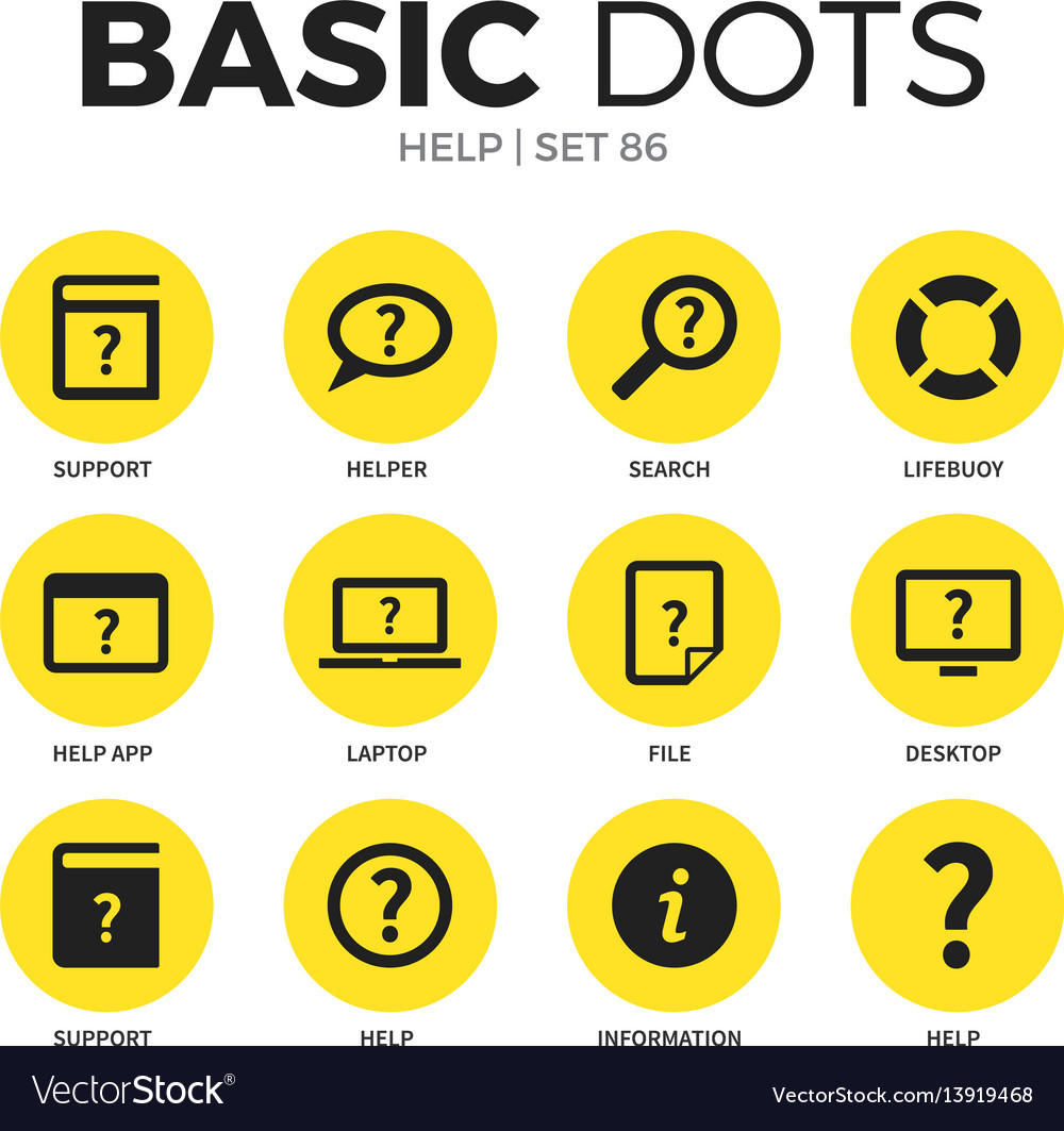 Help Icons Set - Flat Style