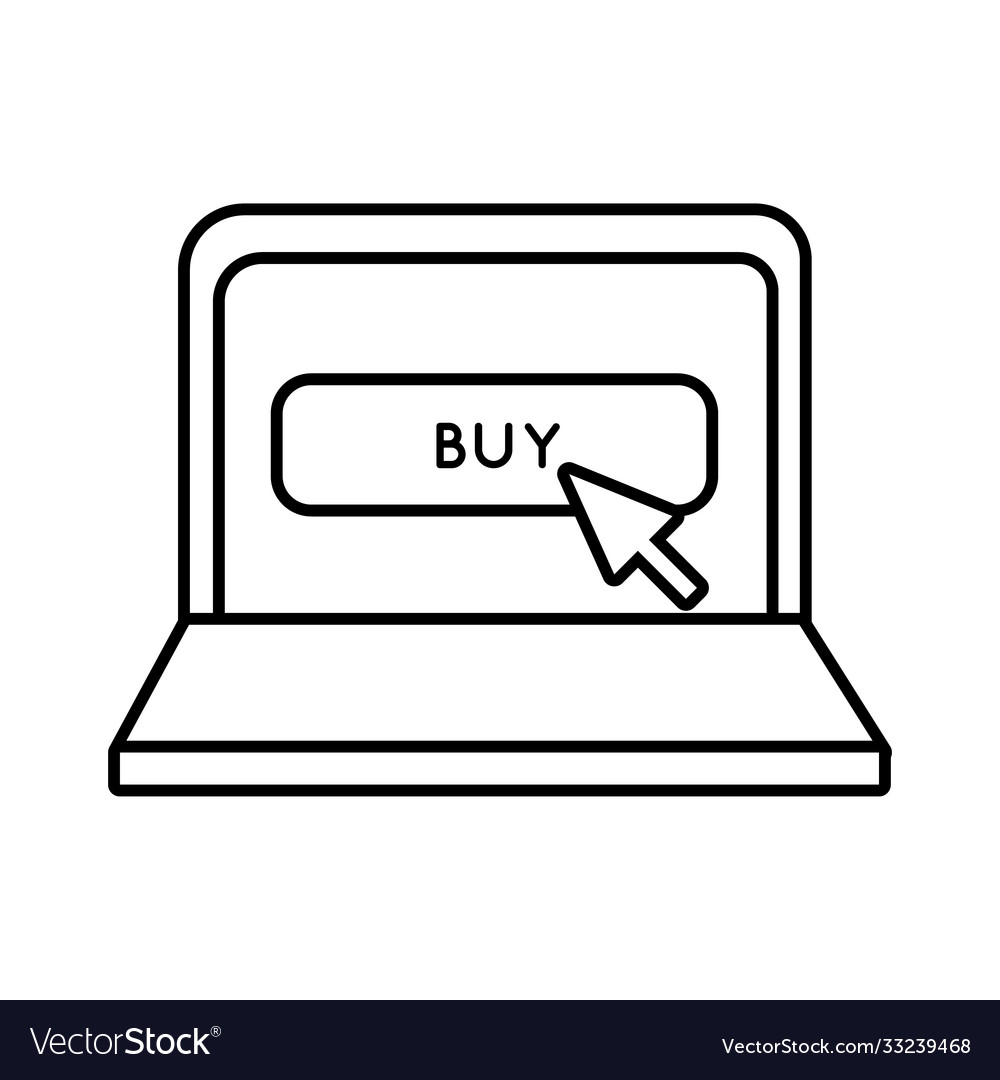 Laptop with buy button line style icon