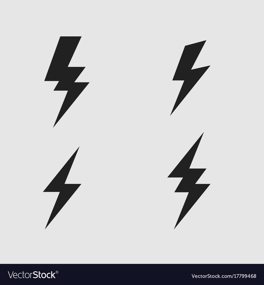 Lightning bolt flat icons set Royalty Free Vector Image