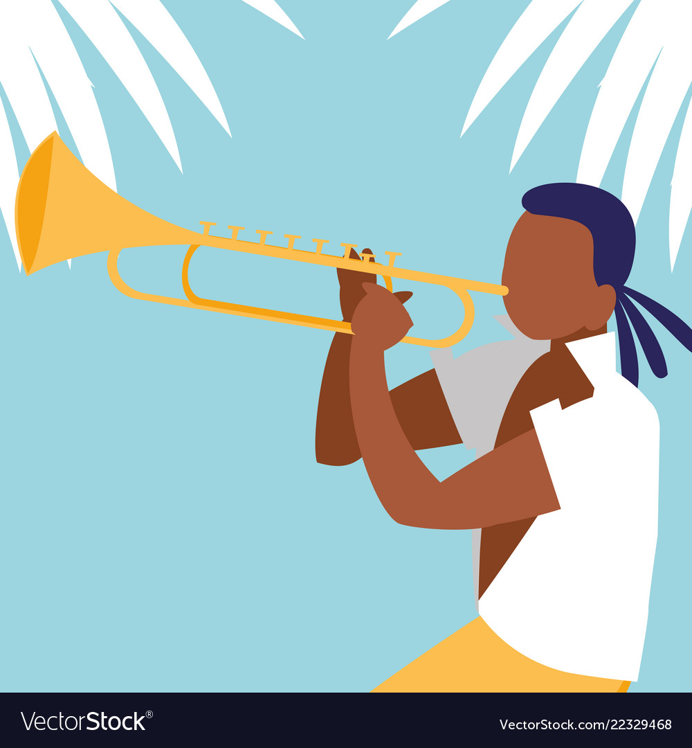 Man playing trumpet avatar character