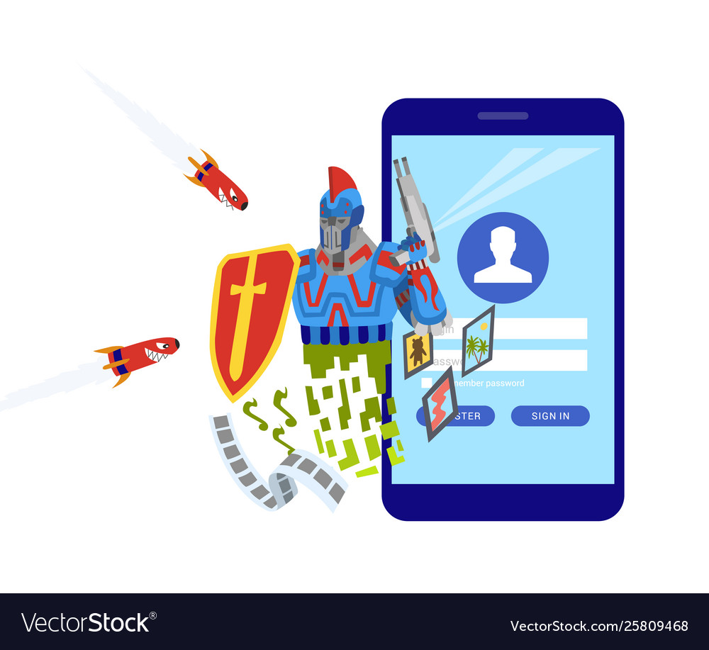 Mobile security app on smartphone screen user