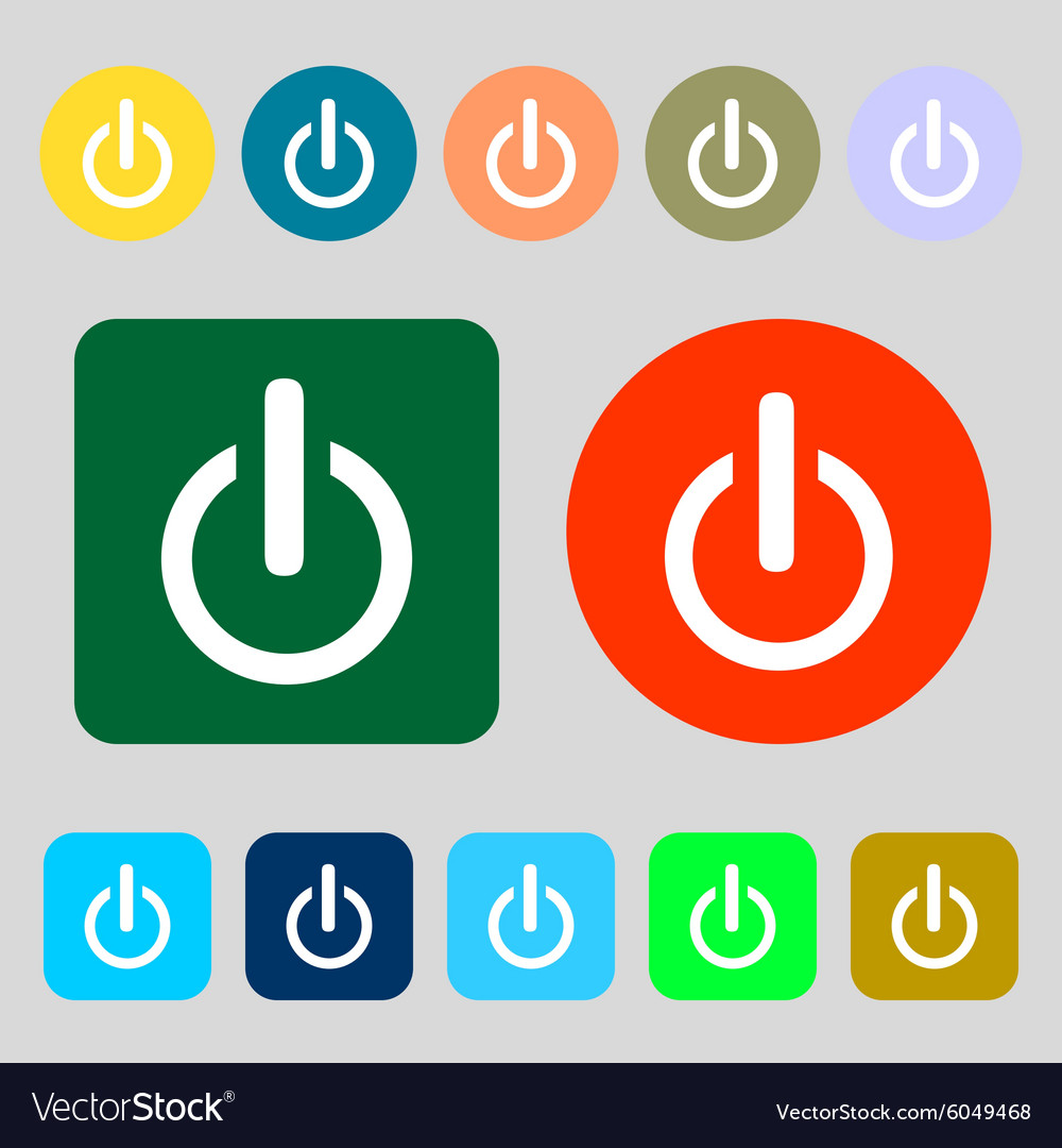 Power Sign Symbol Schalter Symbol 12 farbige Tasten