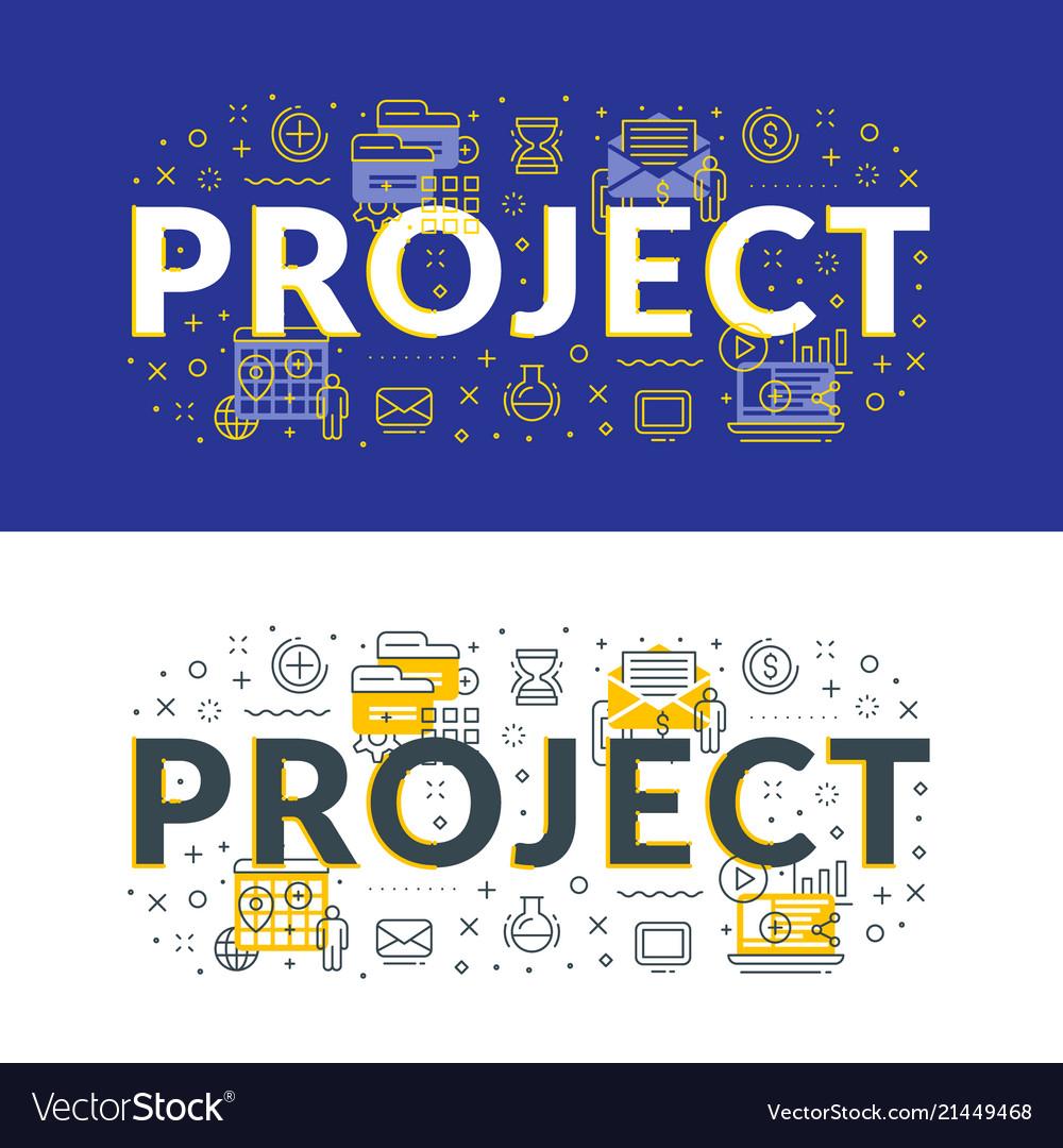 Project flat line concept for web banner vector image Project flat line concept for web banner