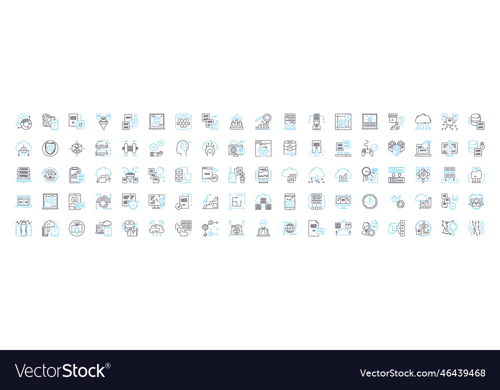 Servers and database line icons set Vector Image Servers and database line icons set