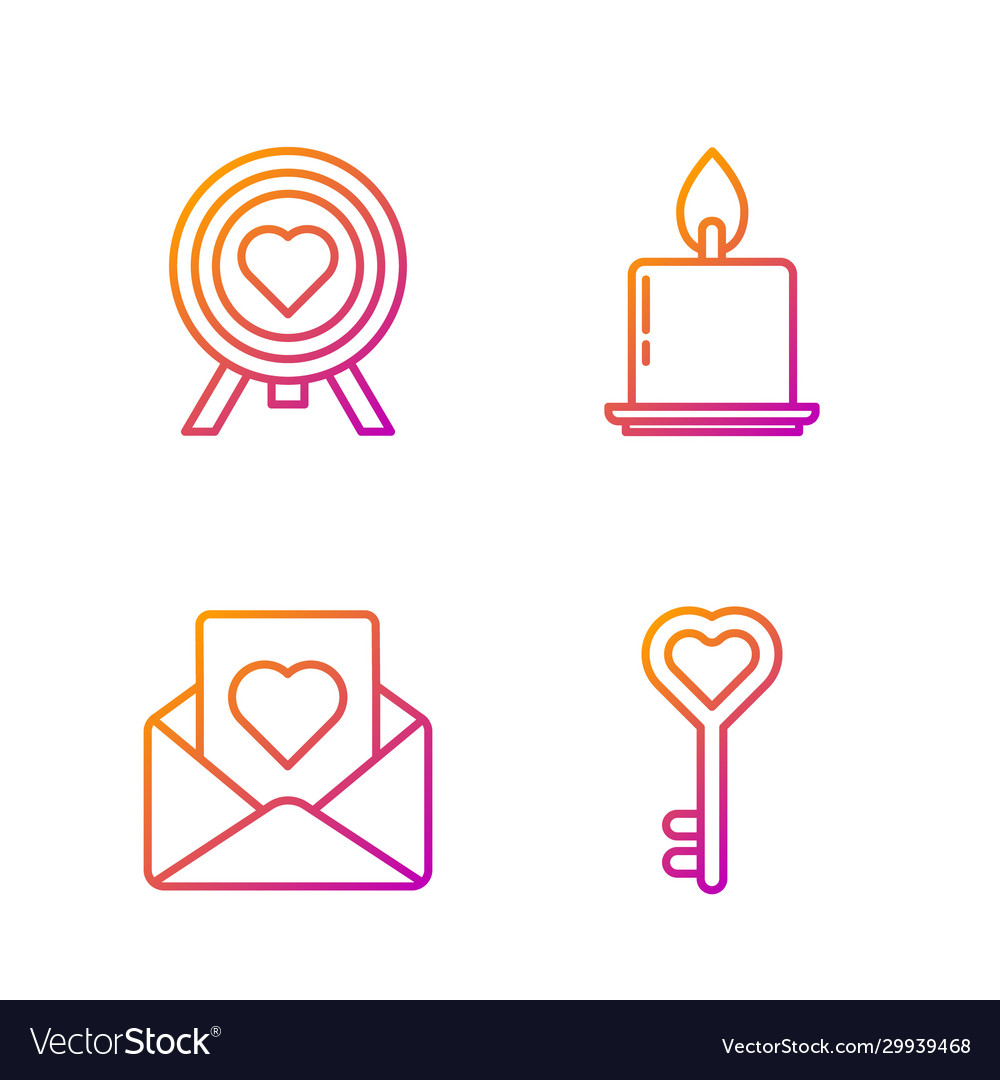 Set line key in heart shape envelope vector image Set line key in heart shape envelope