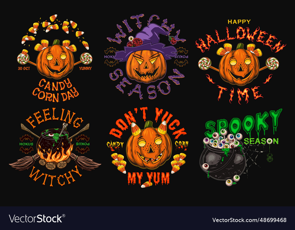 Set Of Labels With Halloween Symbols Royalty Free Vector