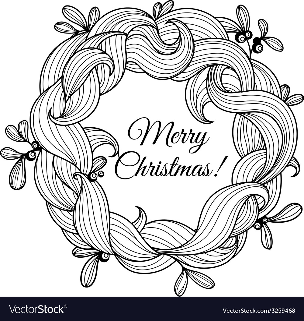 template greeting card with christmas wreath vector image