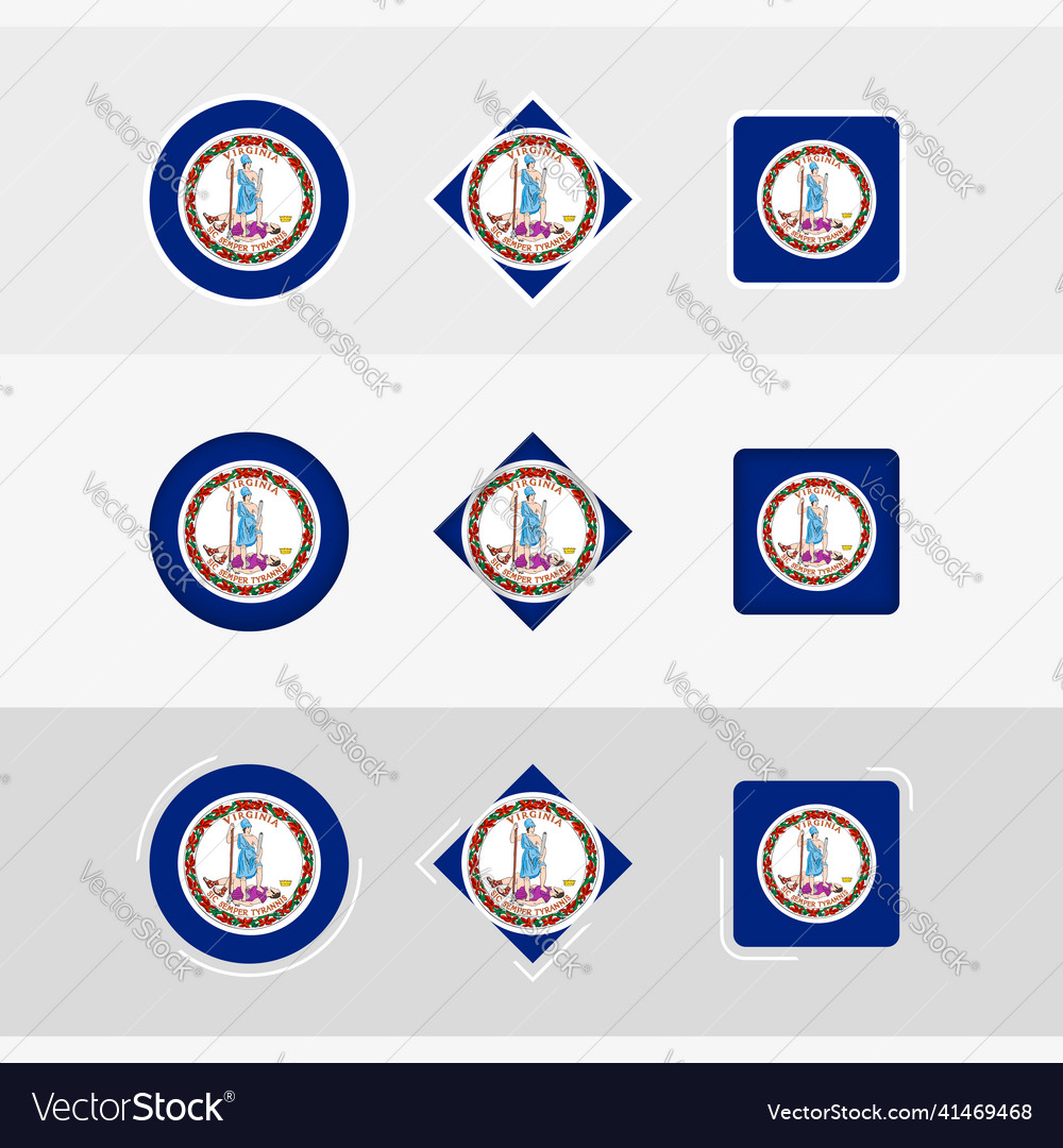 Virginia flag icons set