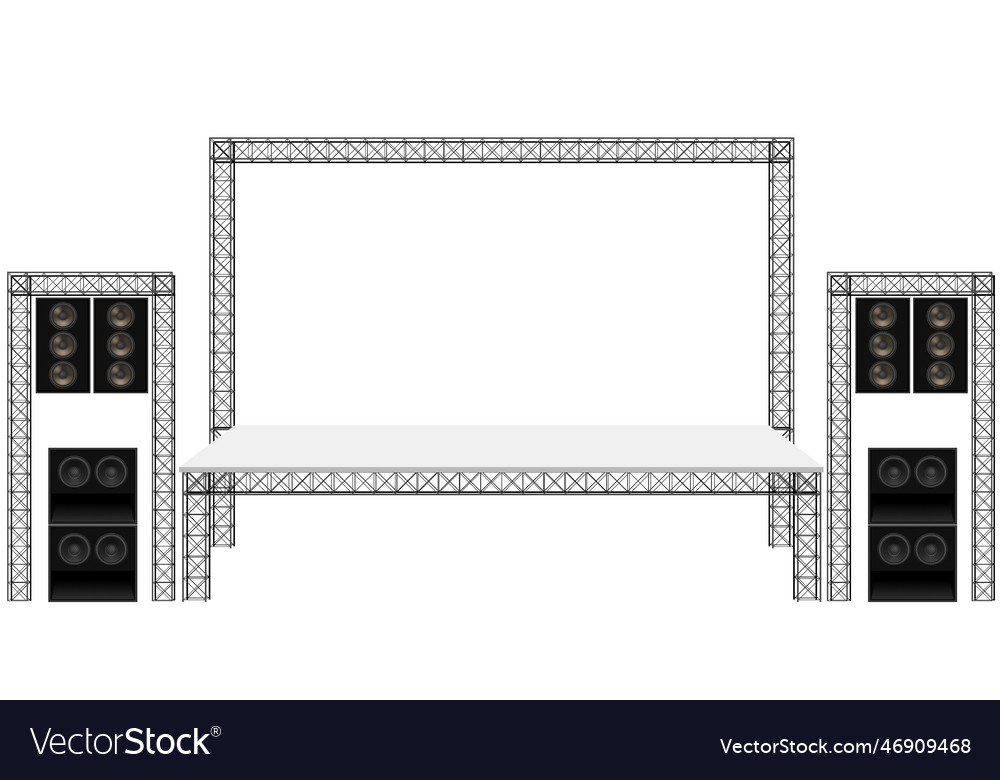 White stage and speaker with backdrop on the truss