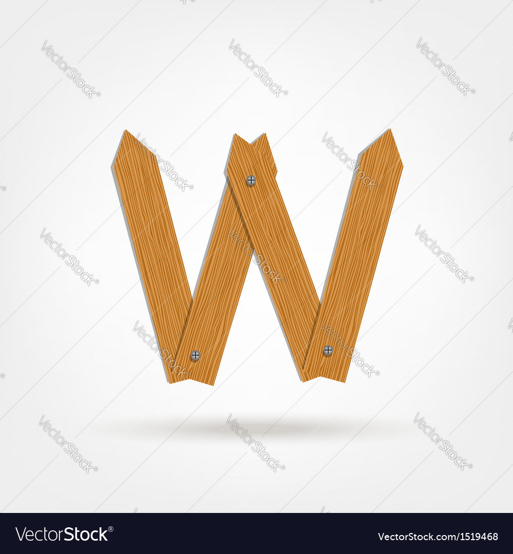 Wooden boards letter w Royalty Free Vector Image