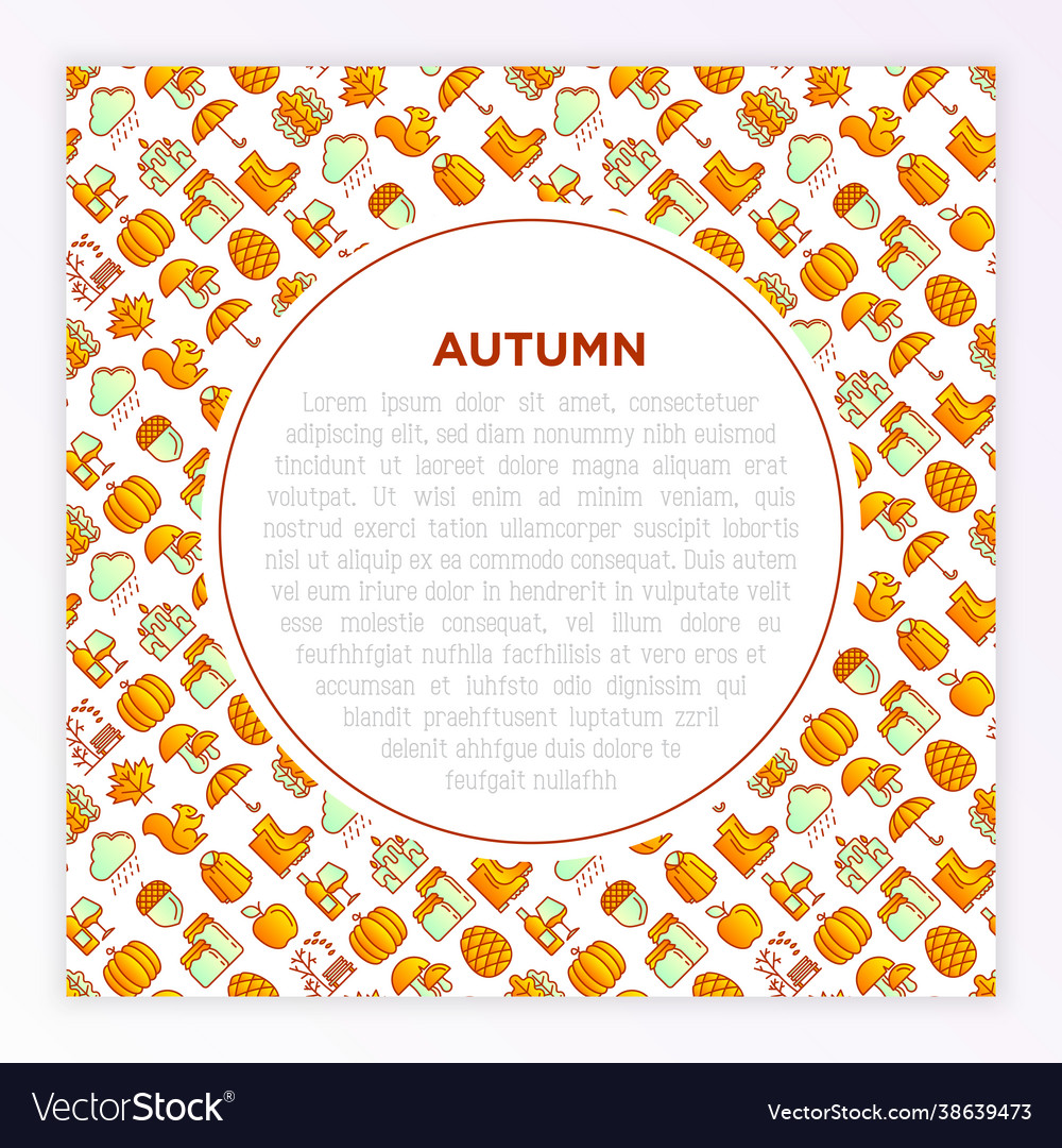 Autumn concept with thin line icons maple vector image Autumn concept with thin line icons maple