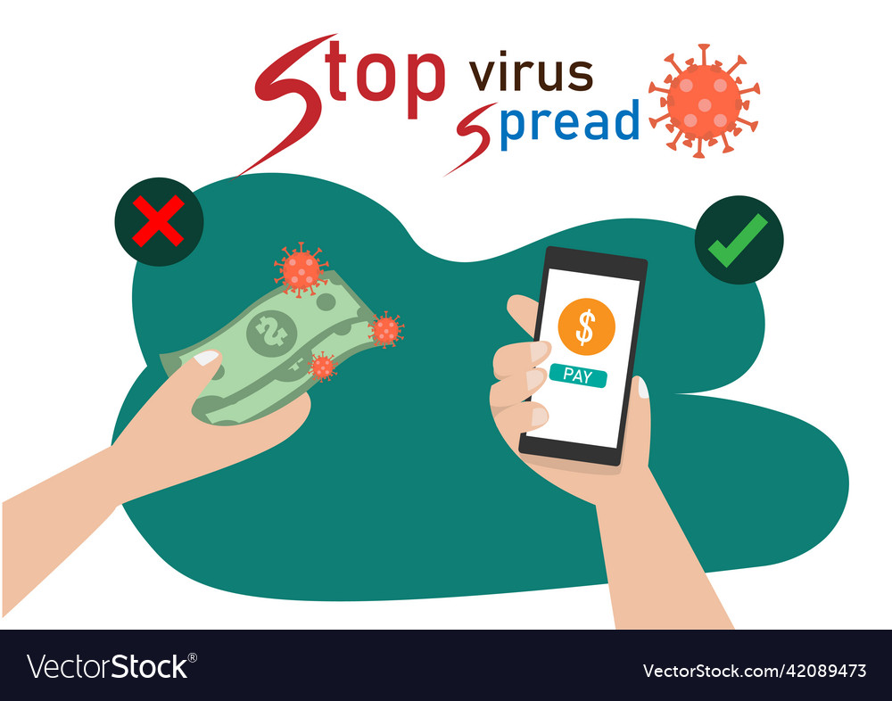 Avoid paying with banknotes or coins use vector image Avoid paying with banknotes or coins use