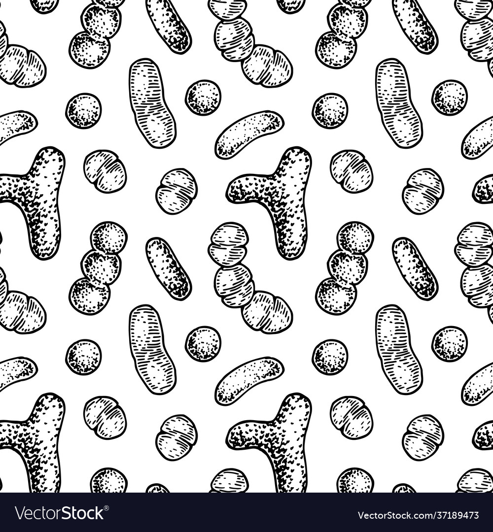 Bacterium seamless pattern in realistic sketch