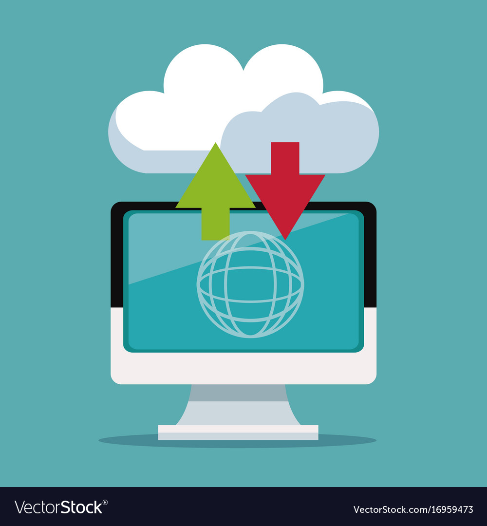 Color background of display computer with cloud