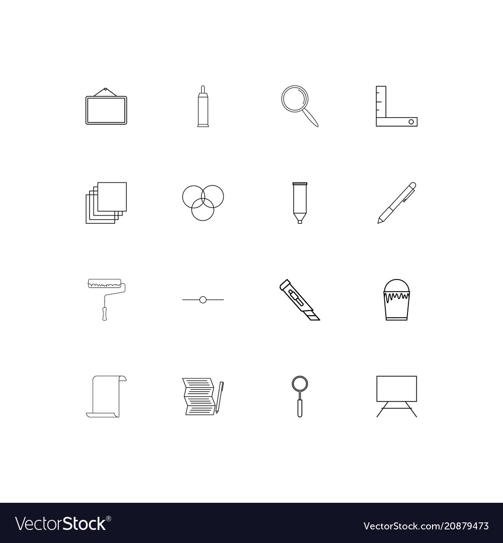 Creative process and design linear thin icons set