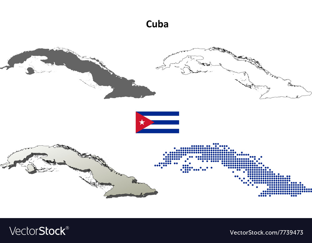 Cuba outline map set