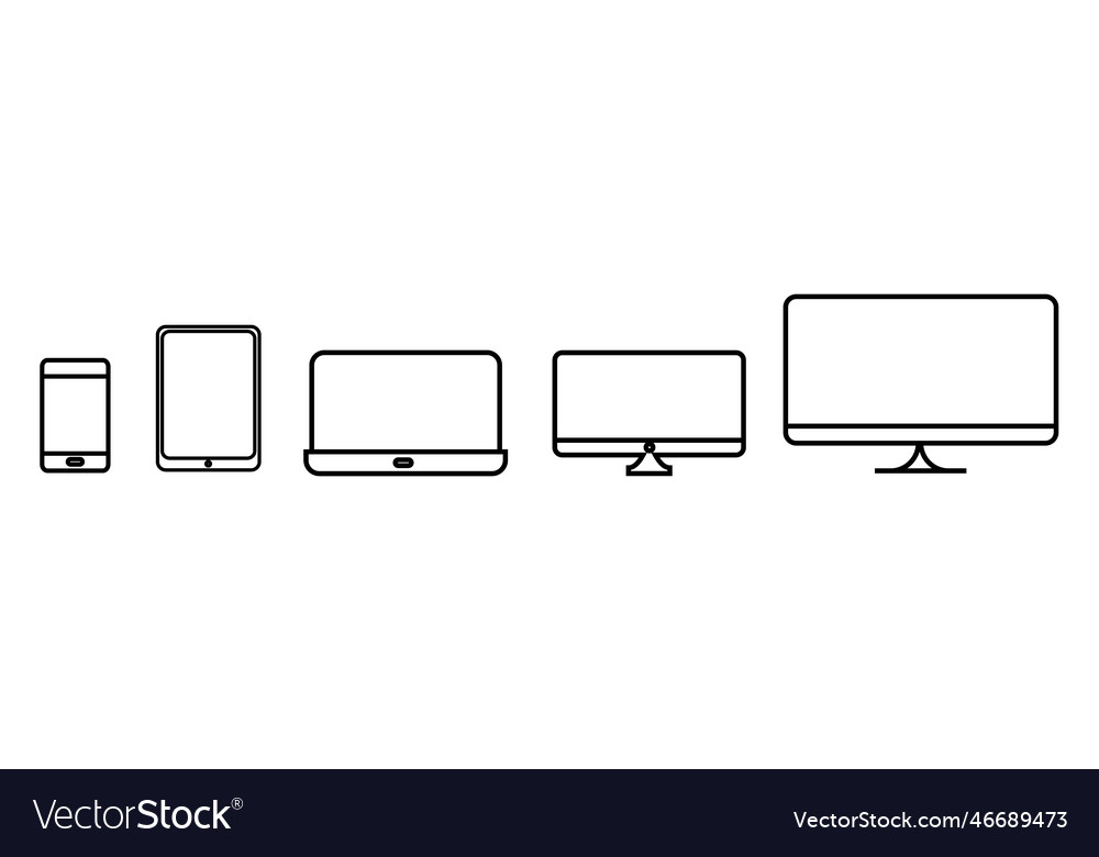 Devices and electronics related line icons comput vector image Devices and electronics related line icons comput