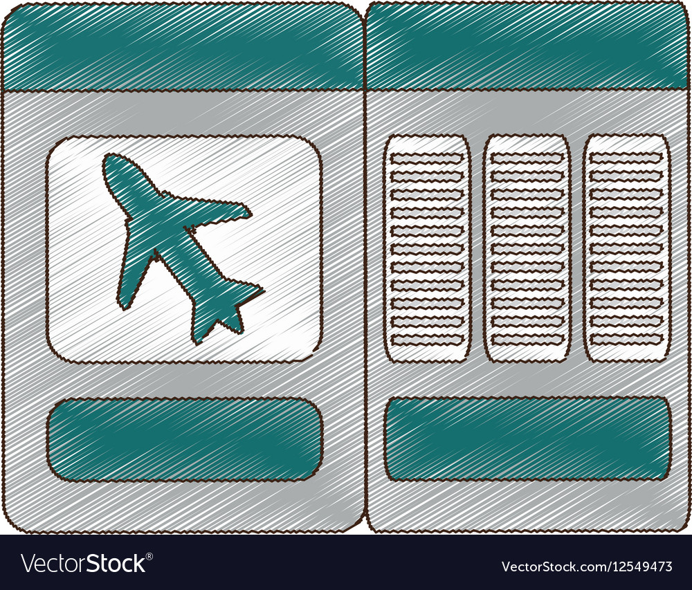drawing ticket airplane travel royalty free vector image