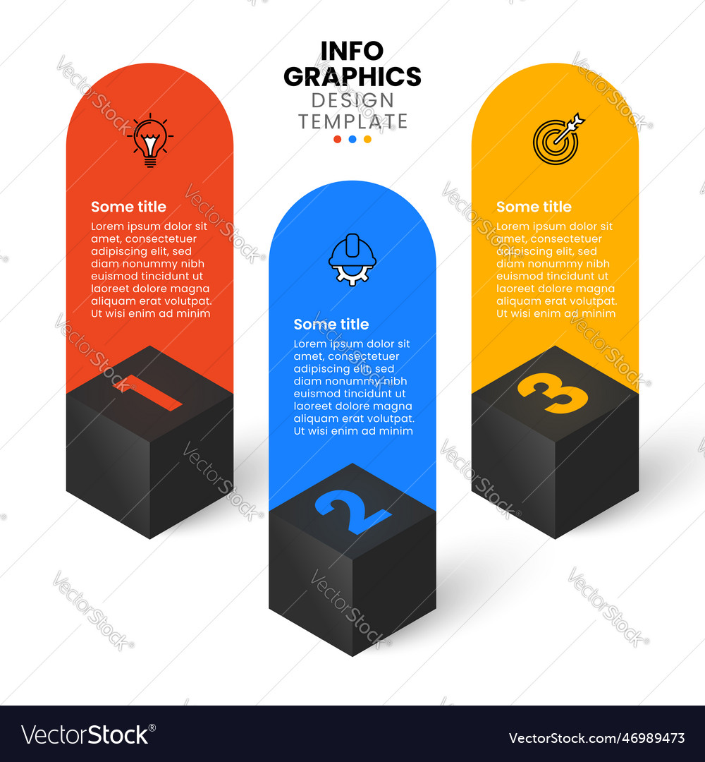 Infographic template 3 isometric black cubes