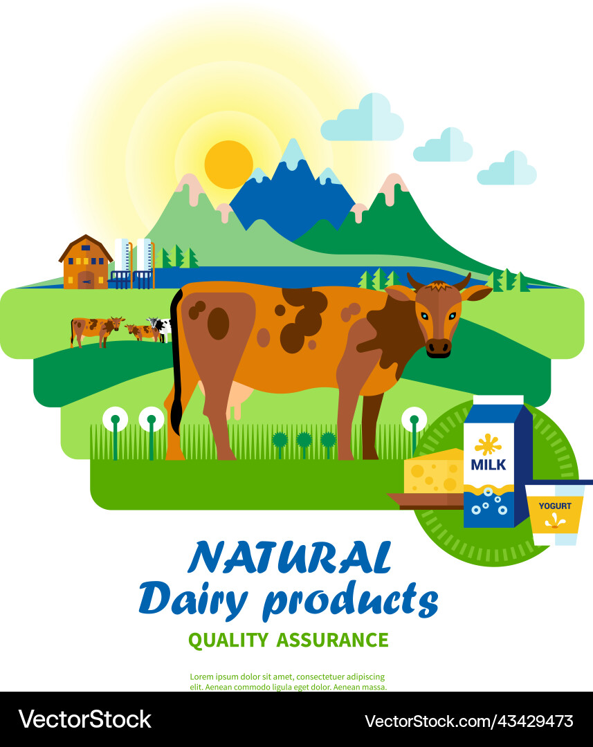 Natural dairy products quality assurance Vector Image