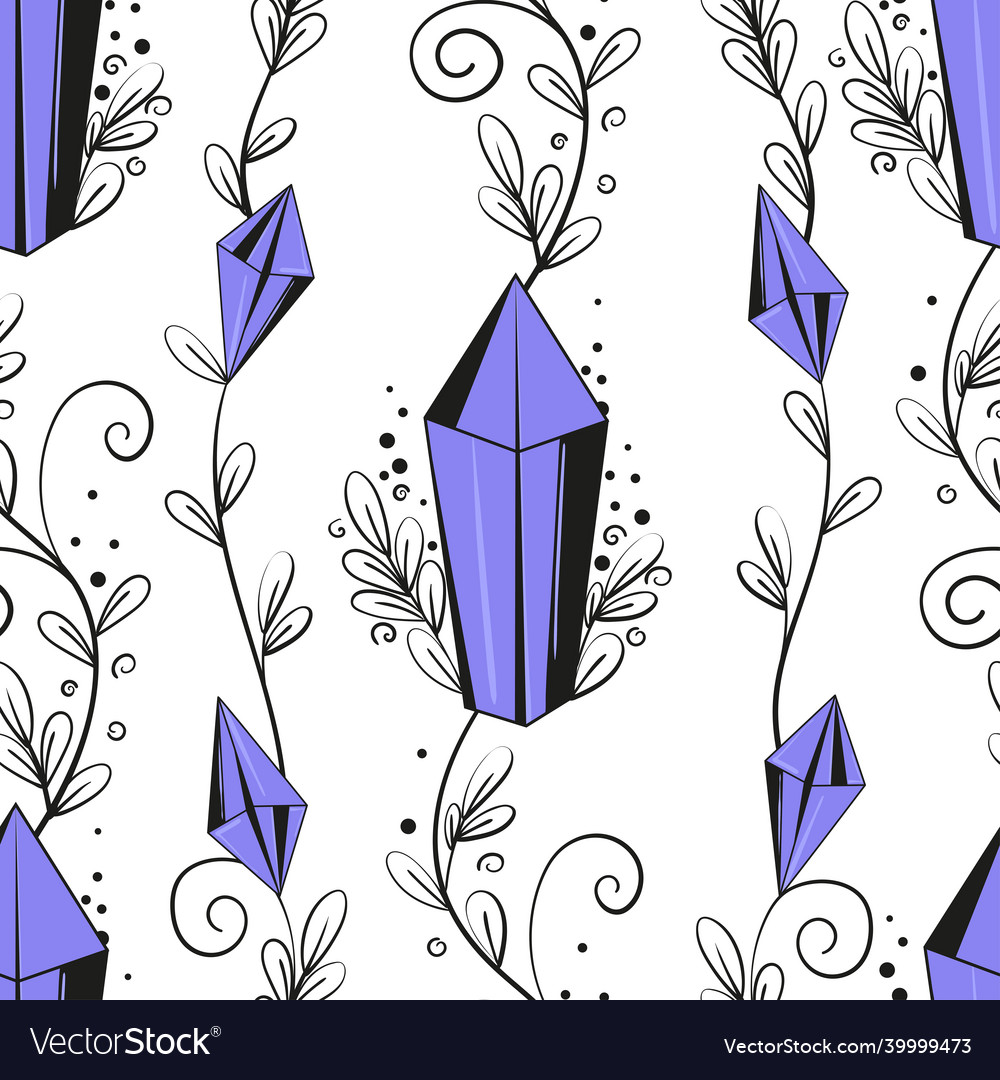 Seamless pattern with crystals and monogram