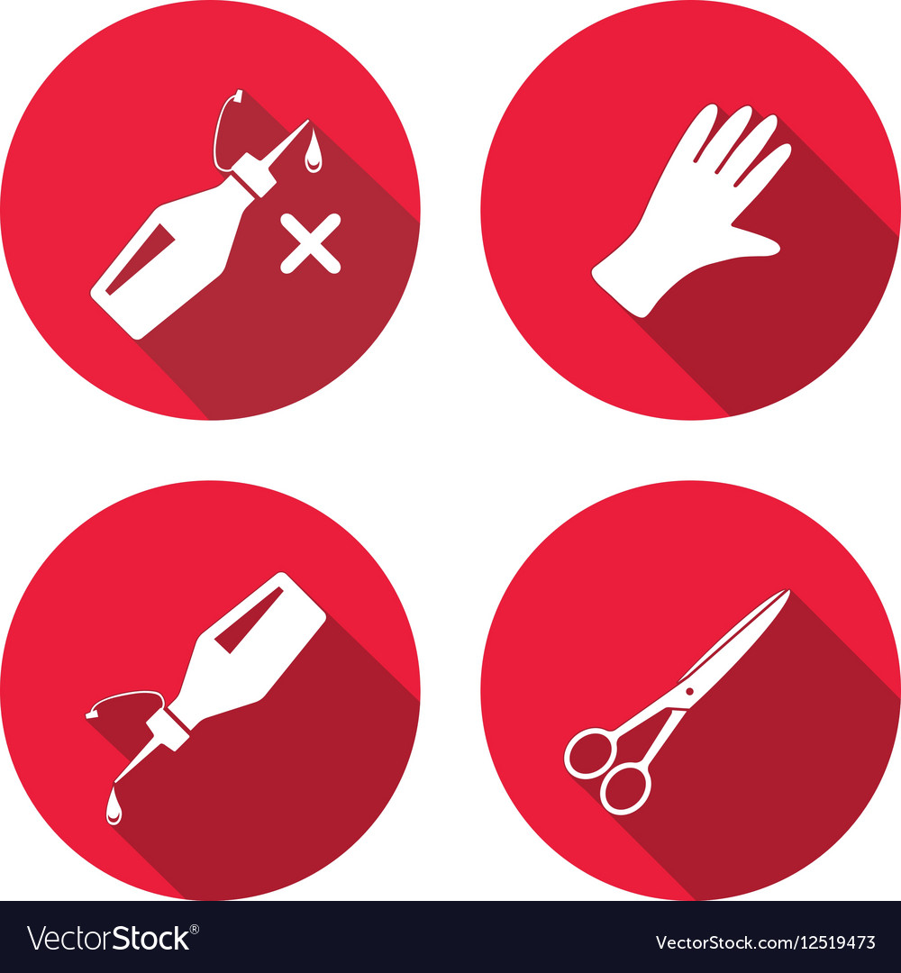 Tool icons set Glue rubber gloves scissors Vector Image