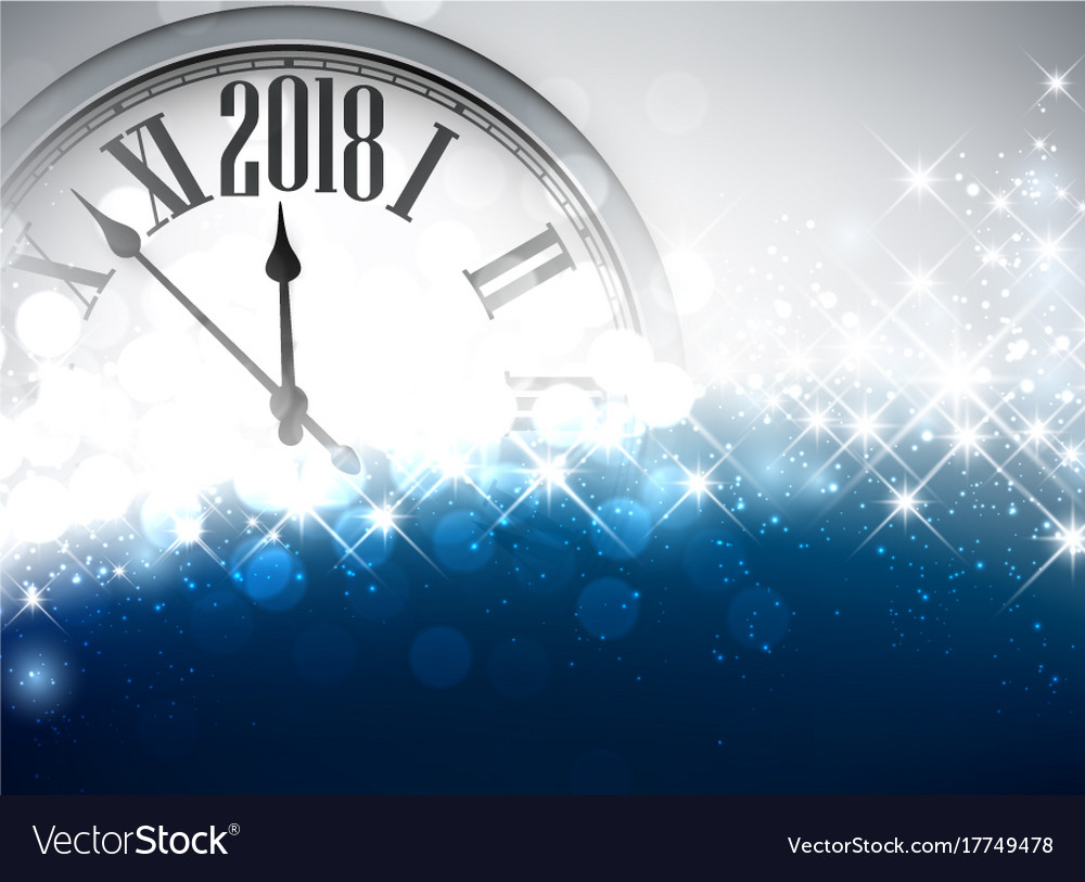 2018 new year background with clock