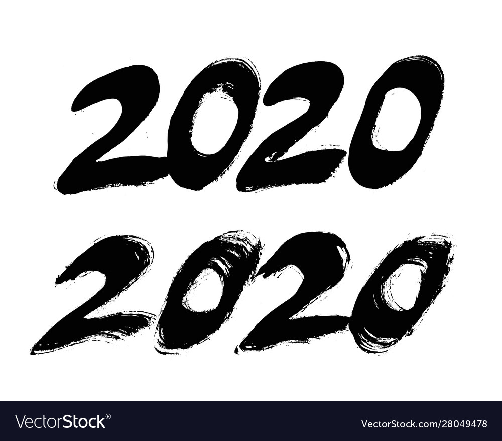 2020 new year banners with brush strokes numbers Vector Image