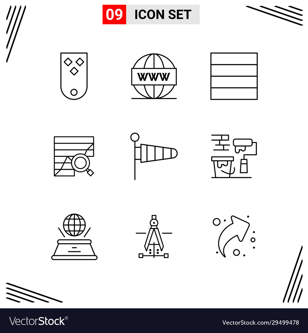 9 icons line style grid based creative outline Vector Image 9 icons line style grid based creative outline