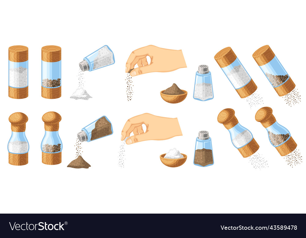 Adding salt and pepper pinch in hand kitchen Vector Image