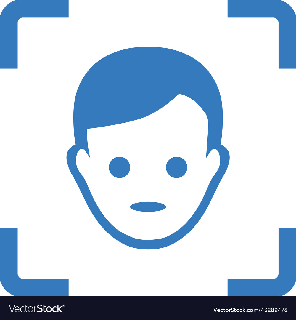 Authentication face scan icon blue color design