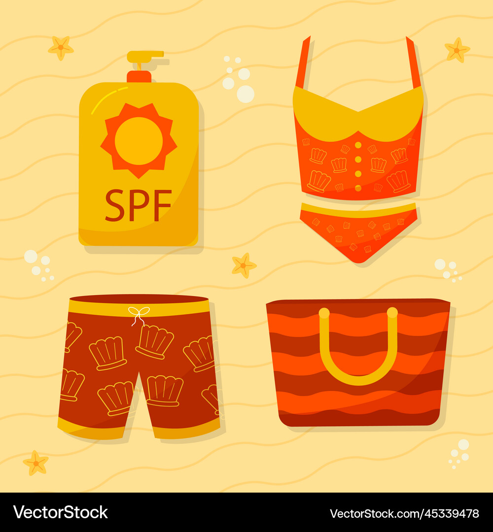 Beach summer element collections Royalty Free Vector Image