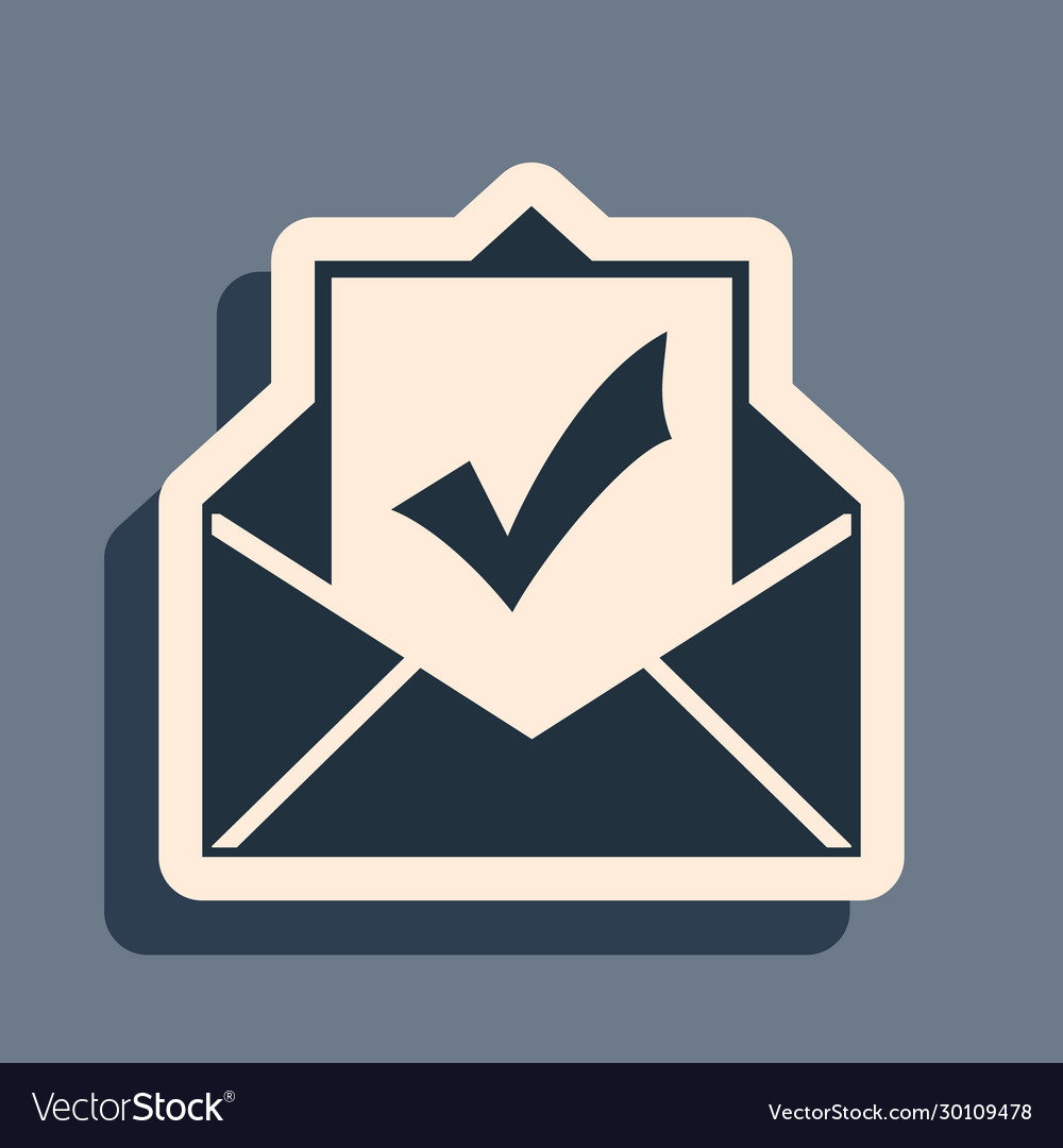 Black envelope with document and check mark icon vector image Black envelope with document and check mark icon