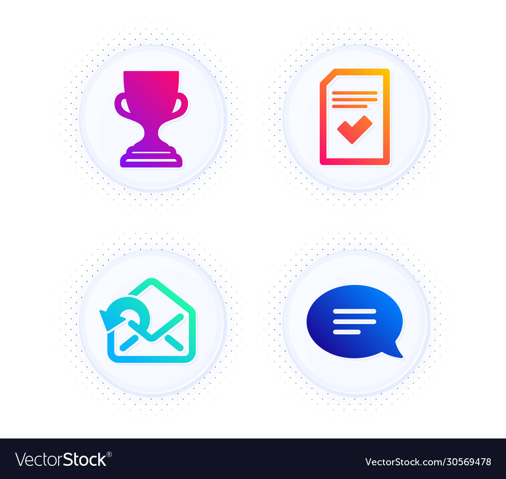 Checked file send mail and award cup icons set