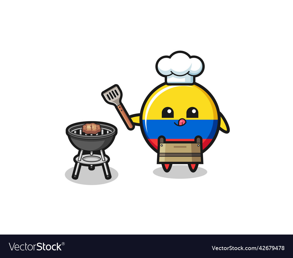 Colombia flag barbecue chef with a grill