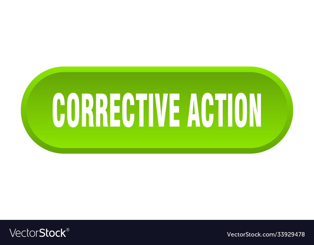 Corrective action button rounded sign on white