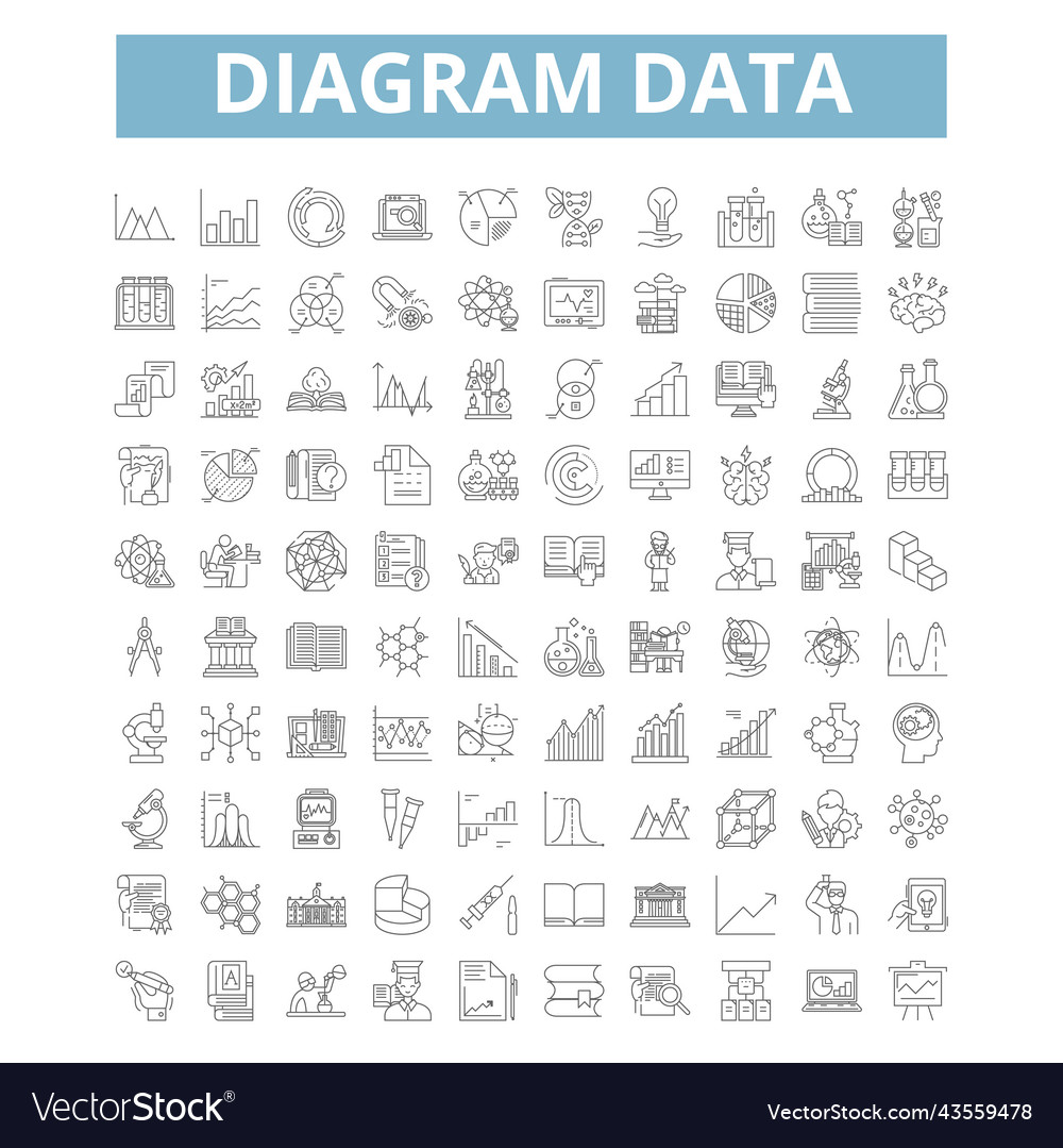 Diagram data icons line symbols web signs Vector Image