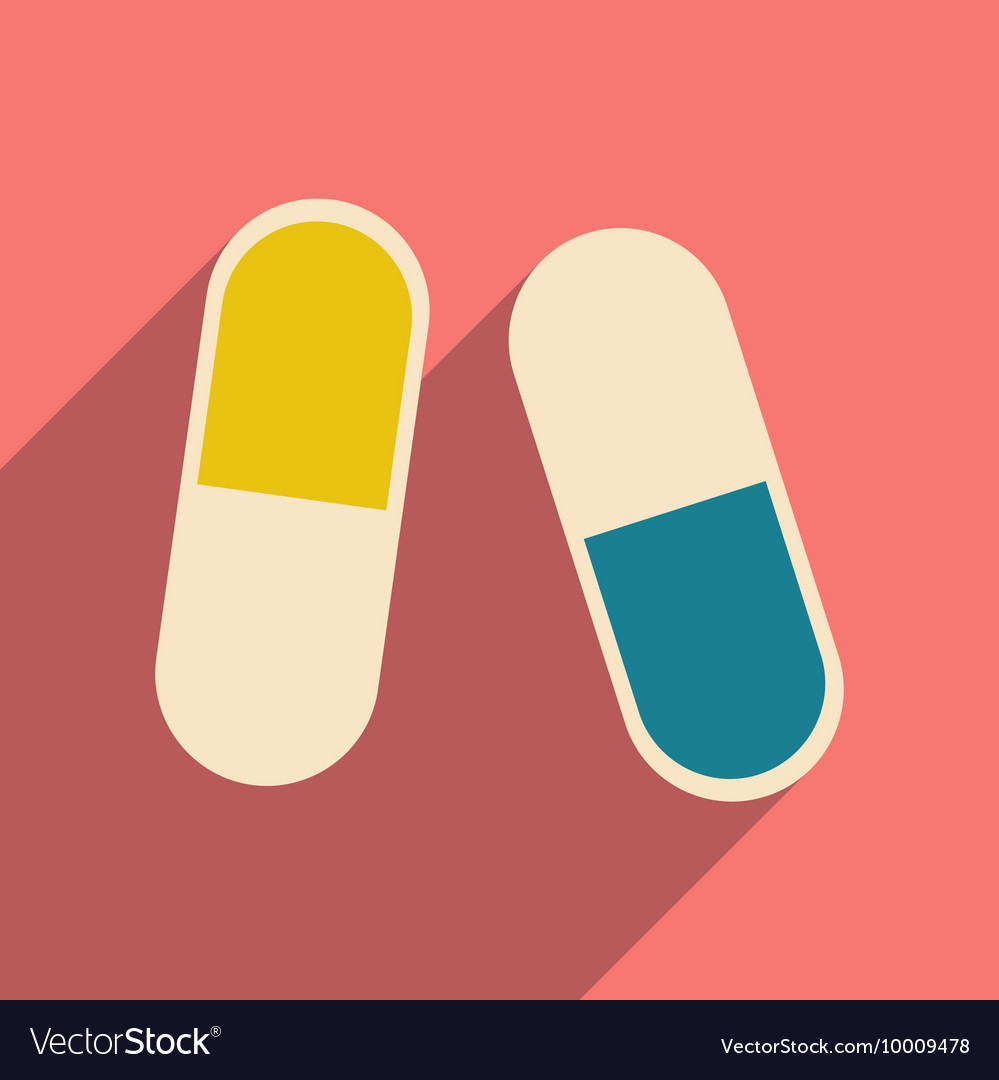 Flat with shadow icon and mobile application pills