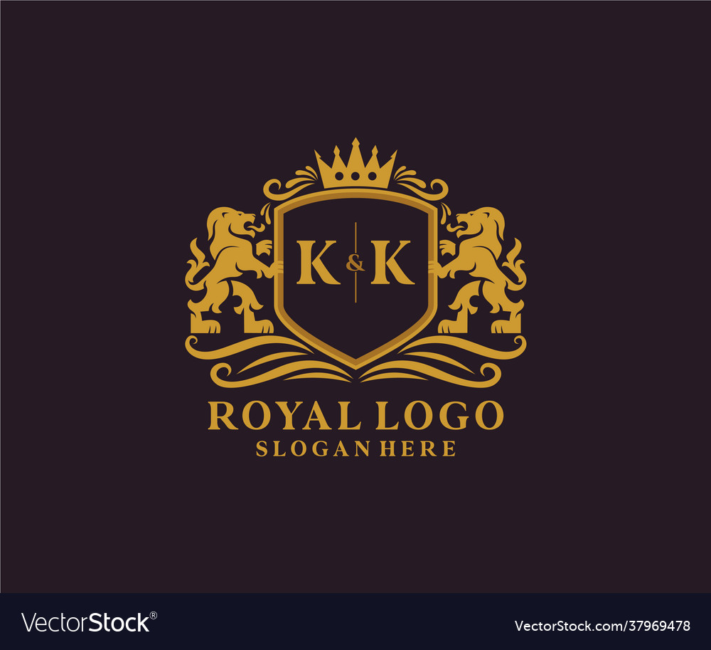 Initial kk letter lion royal luxury logo template Vector Image