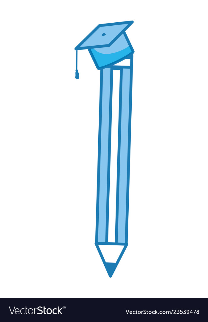 Pencil with graduation cap