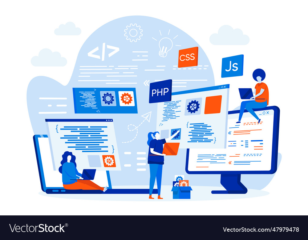 Programming courses web design concept Royalty Free Vector