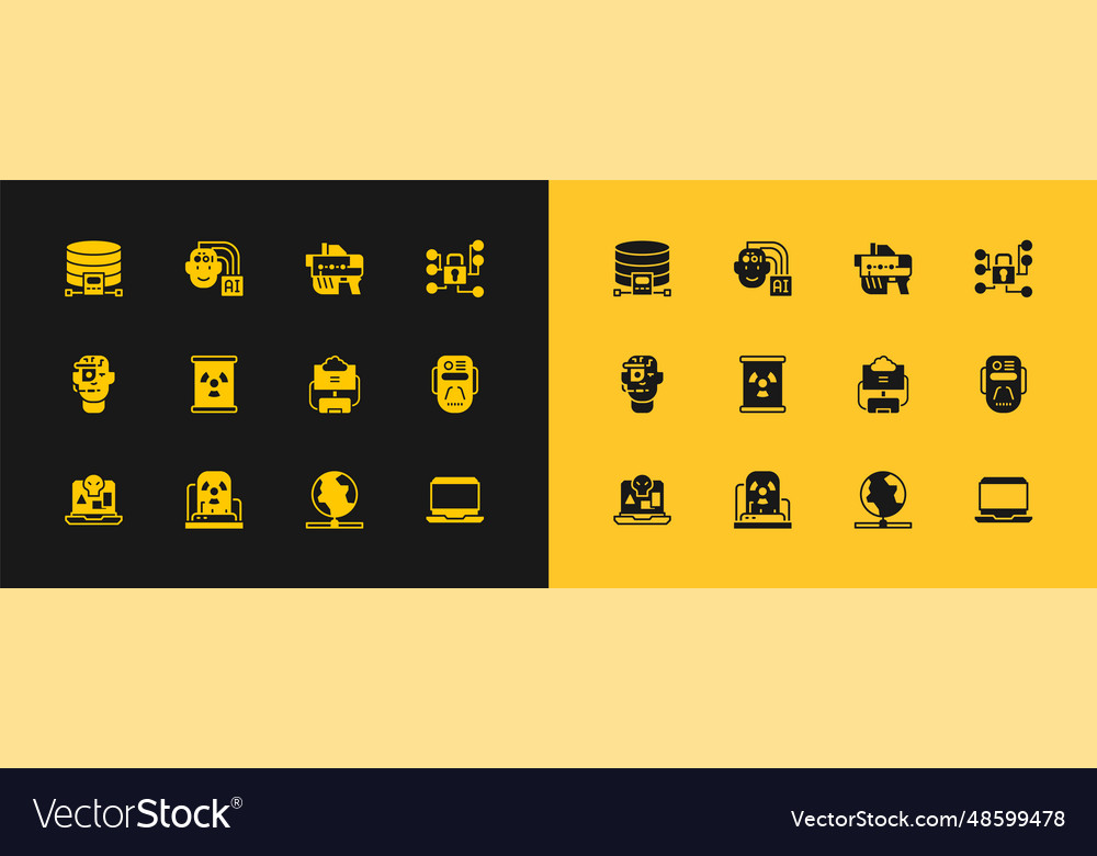 Set cyber security radioactive warning lamp vector image Set cyber security radioactive warning lamp