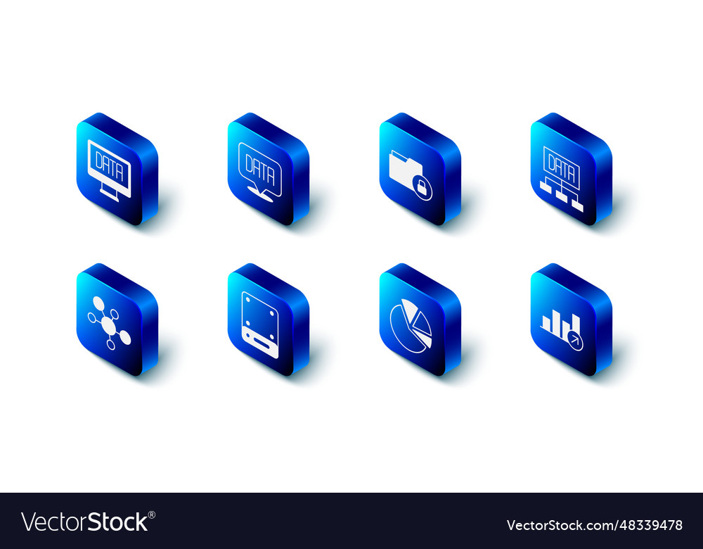 Set data analysis folder and lock financial vector image Set data analysis folder and lock financial