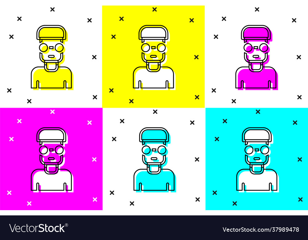 Set nerd geek icon isolated on color background vector image Set nerd geek icon isolated on color background