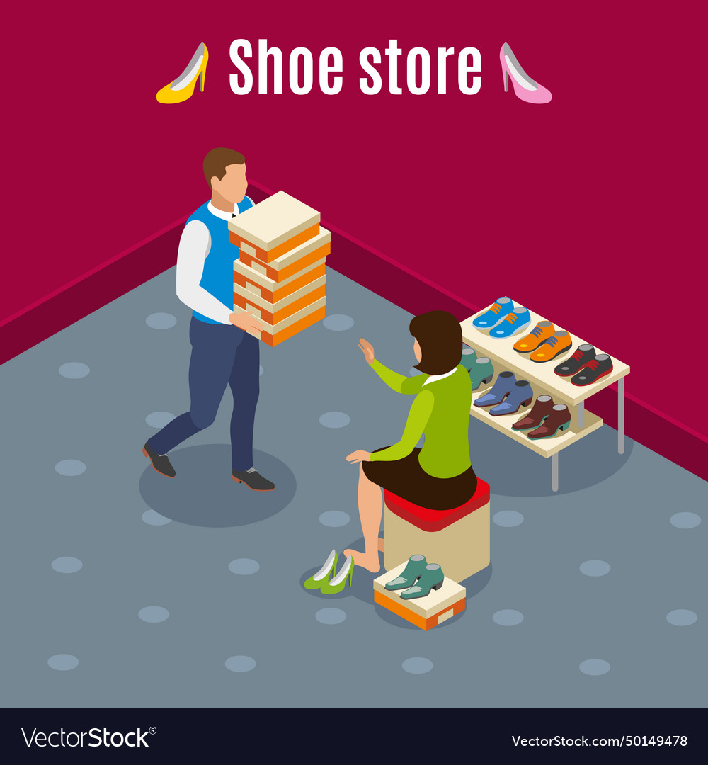 Shoe store isometric background