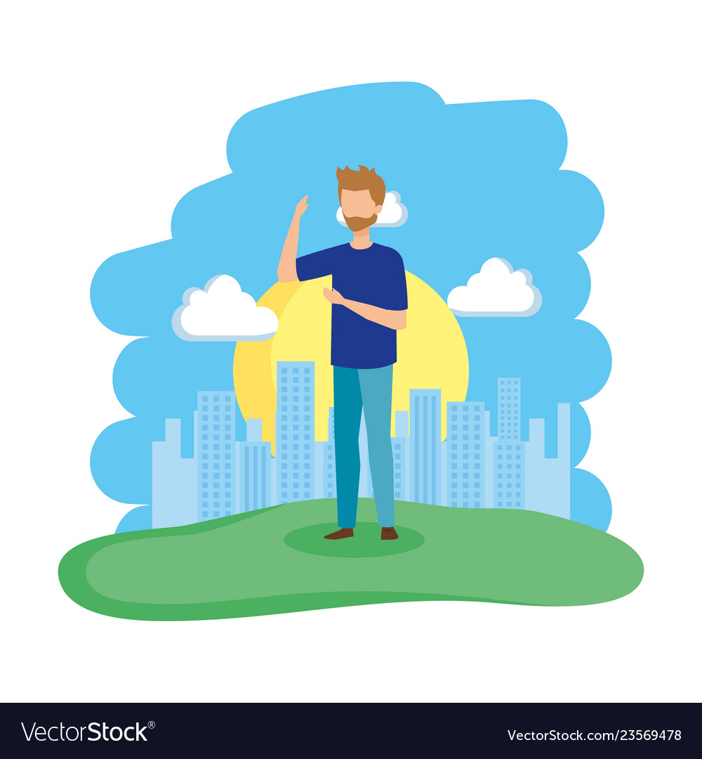 Young man in the field avatar character Vector Image Young man in the field avatar character