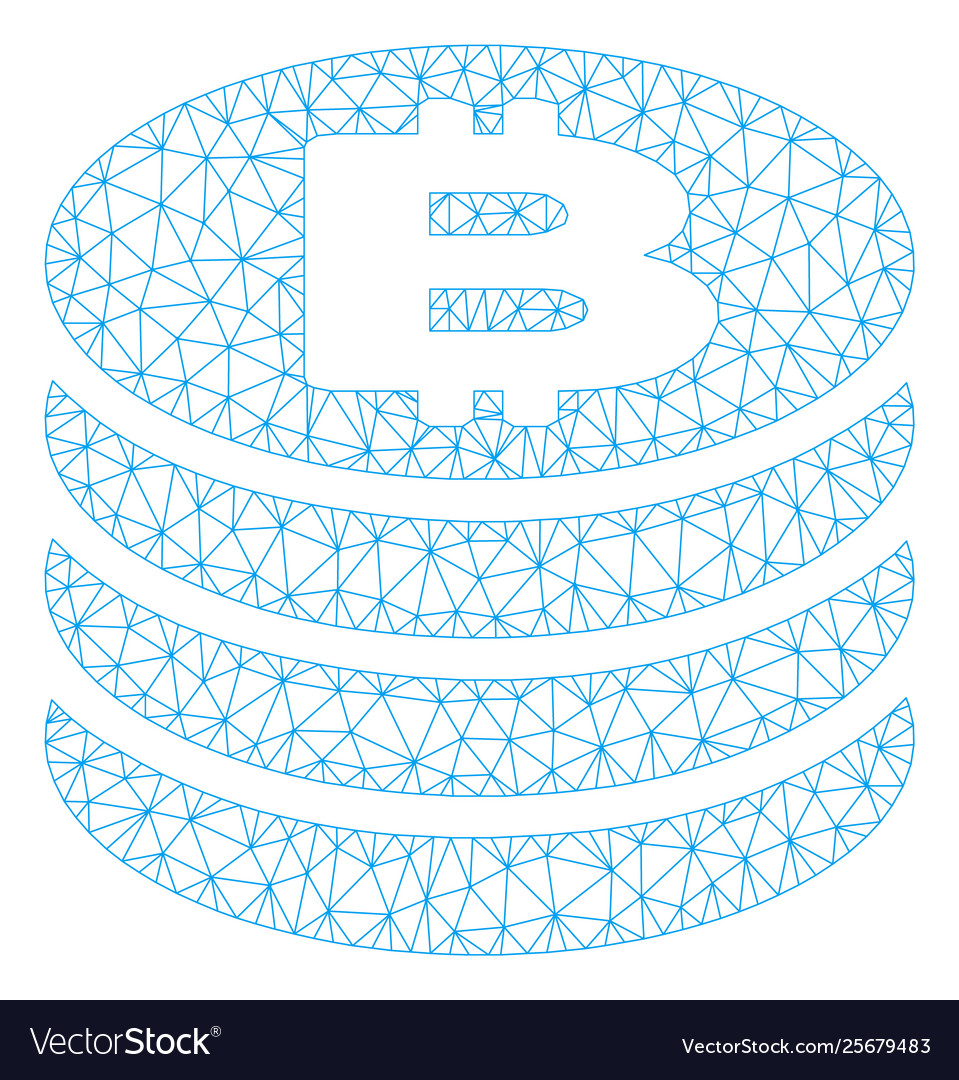 Bitcoin coin column mesh network model vector image Bitcoin coin column mesh network model